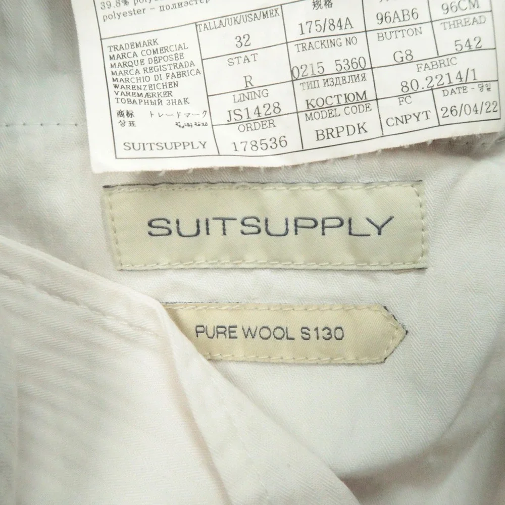Suitsupply Pants Mens 32x29 Gray Brescia Trouser Flat Front Wool Straight